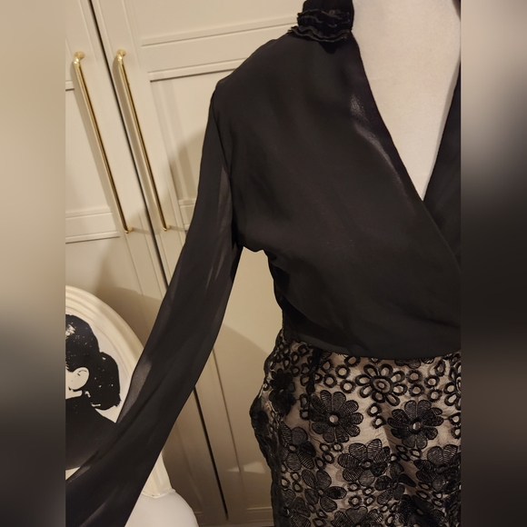 Black Chiffon and Lace Dress - Picture 6 of 10